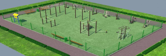 Проект спортивной воркаут площадки с уличными тренажерами в Луганске