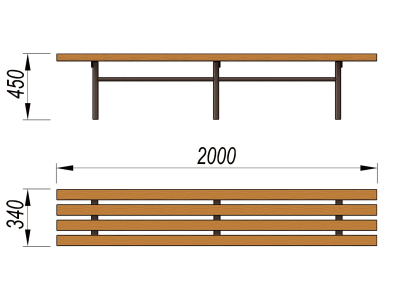 Двухметровая лавочка без спинки 2 м МАФ 1602 в Луганске