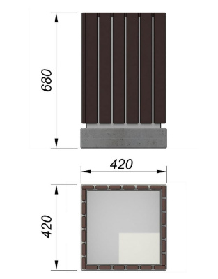 Урна деревянная квадратная с бетонным основанием МАФ 1633 в Луганске