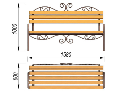 Лавочка кованная МАФ 1606 в Луганске