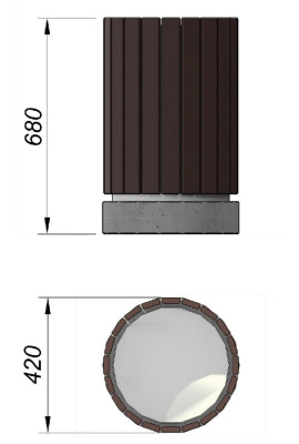 Урна деревянная круглая с бетонным основанием МАФ 1632 в Луганске