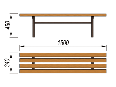 Лавочка без спинки МАФ 1601 в Луганске