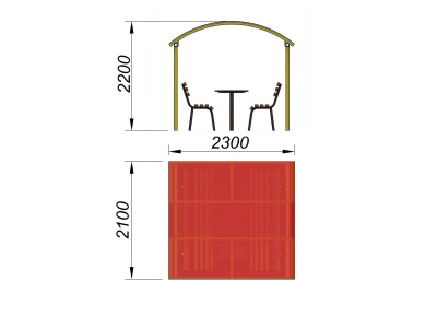 Стол и лавки под навесом МАФ 4005 в Луганске