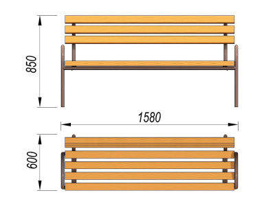 Парковая лавочка со спинкой МАФ 1605 в Луганске